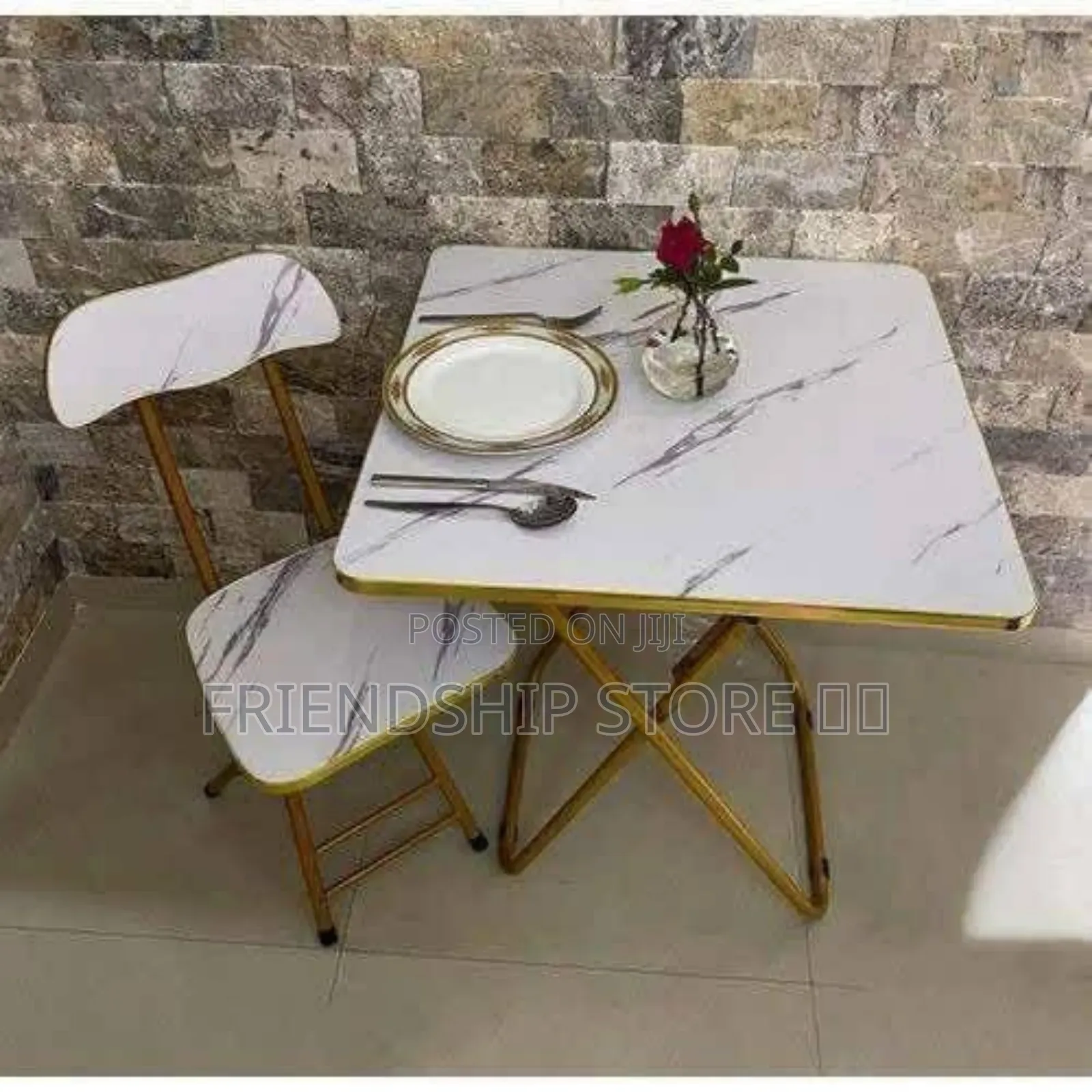 Marble Reading Table and Chairs