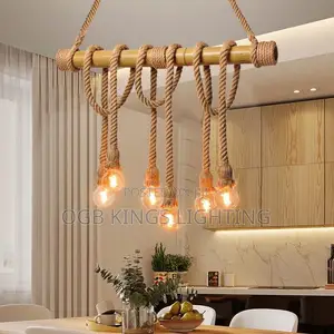 Vintage Rope Bamboo Pendant Lights Personality Loft Lights Hemp Rope
