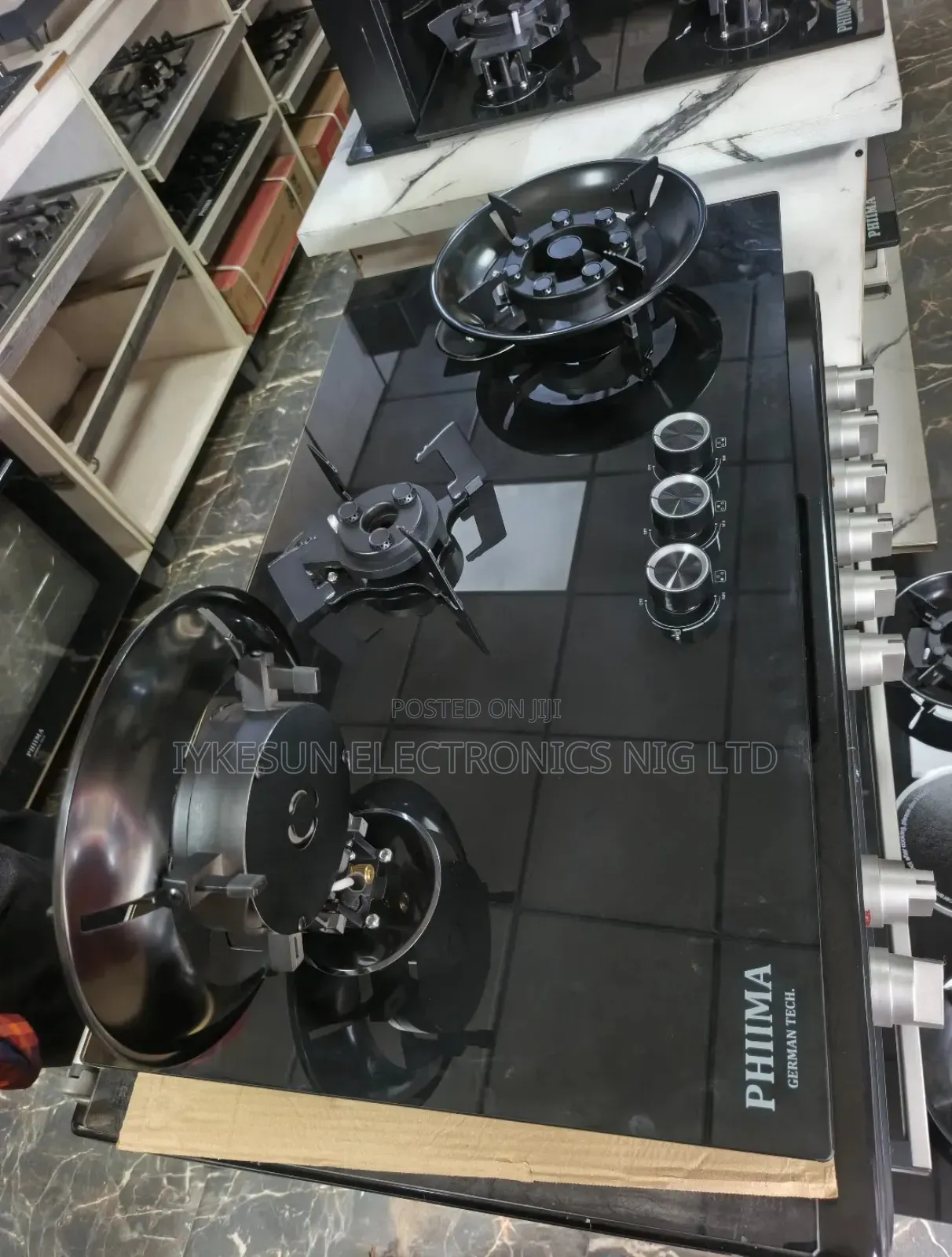 Original PHIIMA Latest Design Built-in Flips Up 3 Burners Gas Cooker.