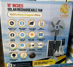 16 Inches Lion Solar Rechargeable Stand Fan With Mosquito Repellent