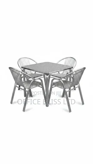 Outdoor Stainless Steel Restaurant Square Table 4 Chairs