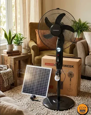 16" Charweek Solar Rechargeable Standing Fan