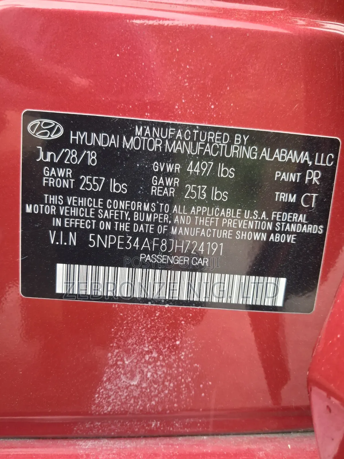 Hyundai Sonata 2018 Red