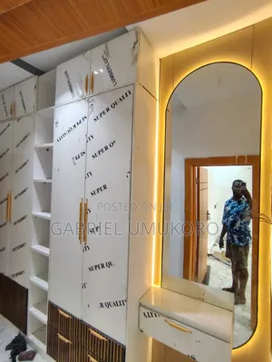 Modern 4-Door Wardrobe, Shoe Rack LED Dressing Mirror Combo