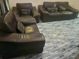 Complete 7-Seater Brown Leather Sofa Set for Sale