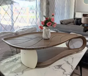 Wooden Center Table With Artistic Curved Design