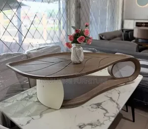 Wooden Center Table With Artistic Curved Design