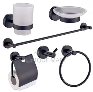Complete Sets of Wall Mounted Black Steel Bathroom Accessories