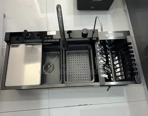 5-Button Multifunctional Digital Kitchen Sink With Dish Rack-304 Steel