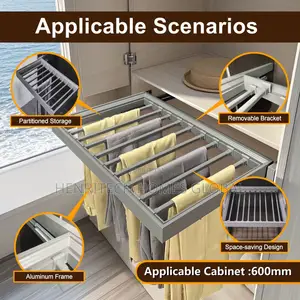 Wardrobe Top-Mounted Pull-Out Trouser Hanger – Slide Rail Organizer