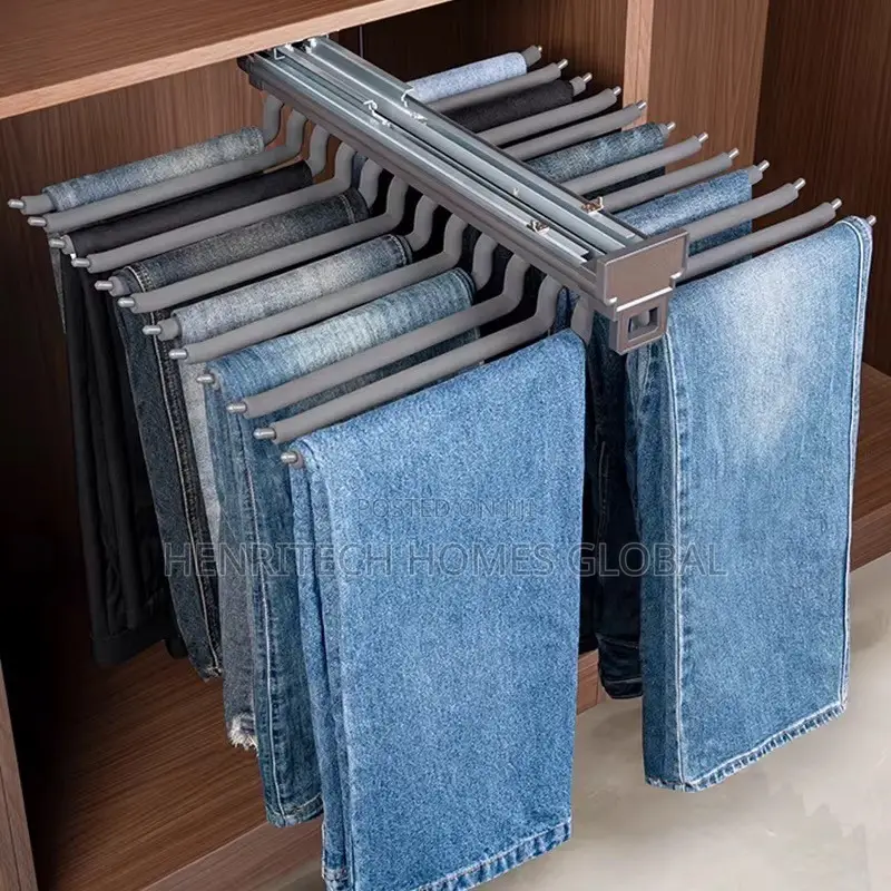 Wardrobe Under Mount Pull-Out Trouser Hanger – Slide Rail Organizer