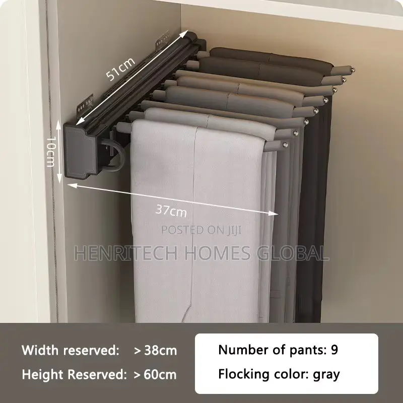 Wardrobe Side -Mounted Pull-Out Trouser Hanger – Slide Rail Organizer