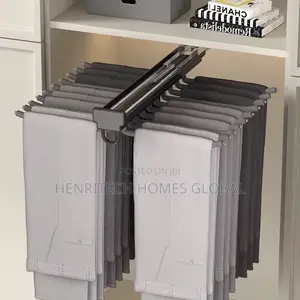 Wardrobe Side -Mounted Pull-Out Trouser Hanger – Slide Rail Organizer