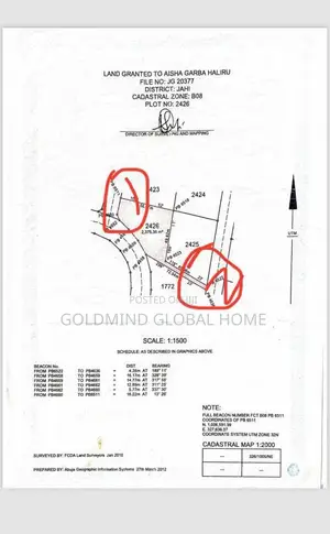 2400sqm. Residential Land for Sale in Jahi District. Abuja - Nigeria