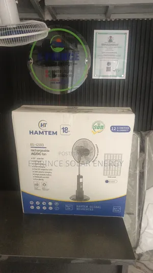 18 Inches Rechargeable Solar Fan Hantem