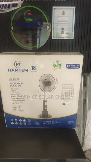 18 Inches Rechargeable Solar Fan Hantem