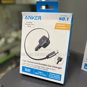 Anker 75W Fast Charging USB C Car Charger Retractable Built-in Cable