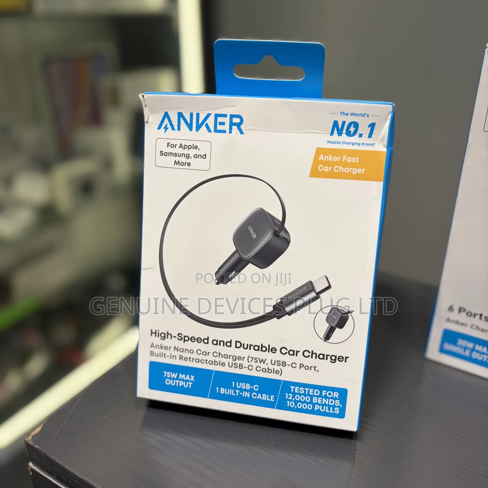 Anker 75W Fast Charging USB C Car Charger Retractable Built-in Cable