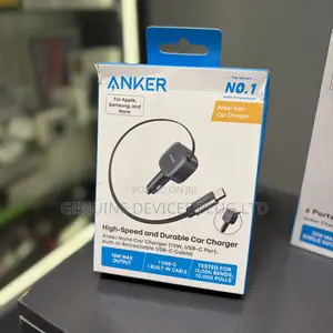 Anker 75W Fast Charging USB C Car Charger Retractable Built-in Cable