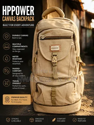 Biggest Hppower Canvas Travel Backpack – Durable Spacious