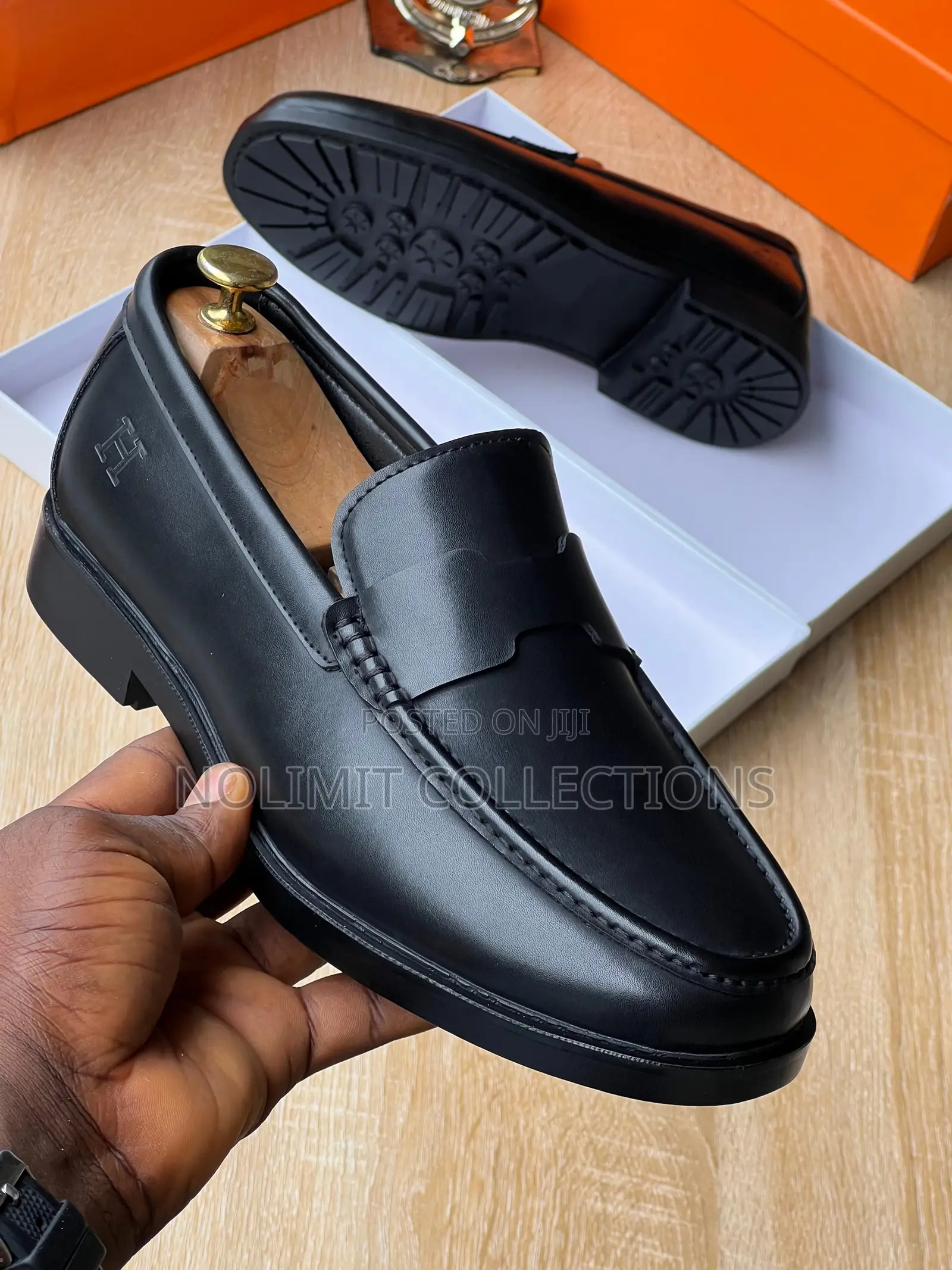 Sleek Hermes Leather Penny Loafers