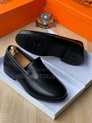 Sleek Hermes Leather Penny Loafers
