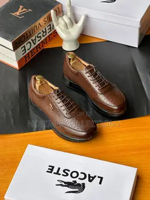 Lacoste Snake Skin Embossed Leather Low Top Sneakers