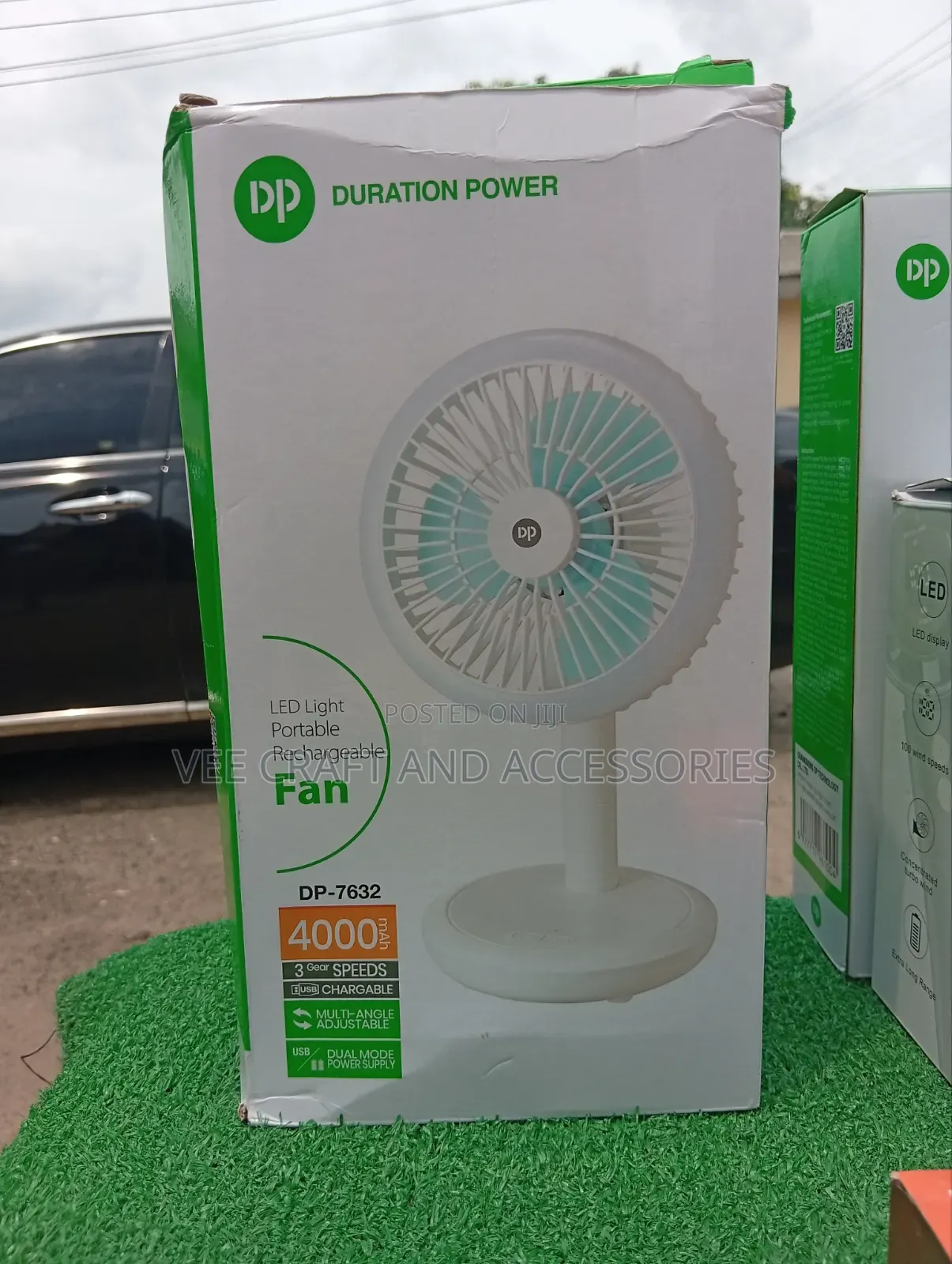 DP 4000MAH Rechargeable Fan With Light