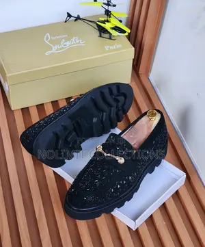 Black Textured Chunky Sole Loafers