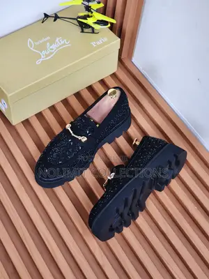 Black Textured Chunky Sole Loafers