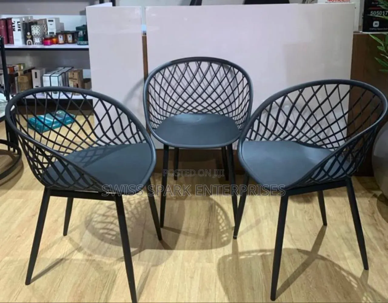 Modern Diamond Lattice Accent Chairs