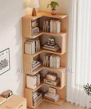 Corner Bookshelf,L-Shaped Open Etagere Wooden Bookcase for Room,Office