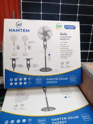HAMTEM 16" AC/Dc Solar Rechargeable Fan