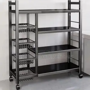 4 Layer Kitchen Trolley With Basket