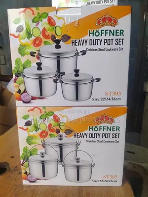 (St303) Heavy Duty Hoffner Stainless Pot Set