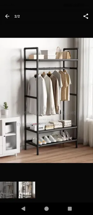 48kg Heavy Duty Standing Double Pole Clothe Rack Wit Wheels