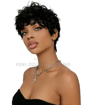 100% Human Hair Pixie Cut Wig, Black Women