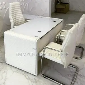 Quality Glass Top and Side Leather Office Table