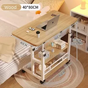 Simple Adjustable LaptopDesk WTH Wheels Movable Bedside Computer Table