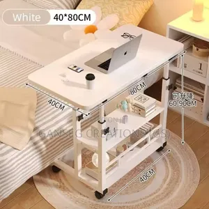 Simple Adjustable LaptopDesk WTH Wheels Movable Bedside Computer Table