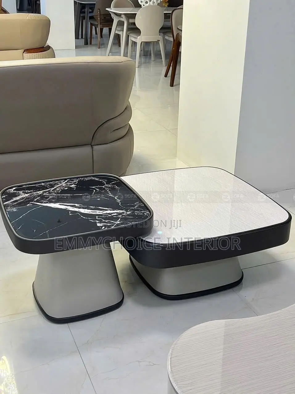 Classic Modern Center Table With Marble Pattern Top