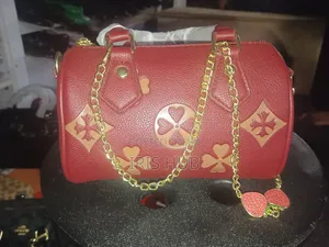 Red Floral Chain-Handle Fashion Handbag