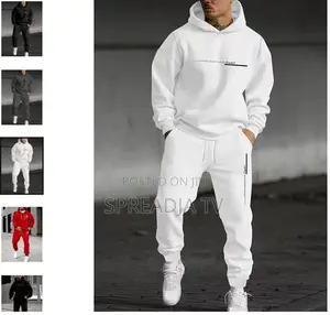 Men's Simple Letter-Printed Hooded Sweatshirt and Jogger Set