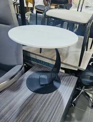 Modern C-Shaped Round Side Table , White