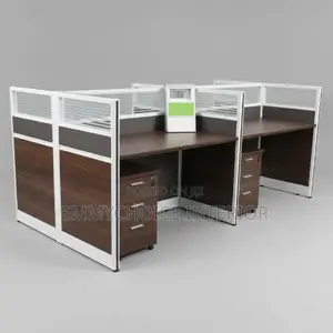 4 Seater Office Workstation Table, Brown
