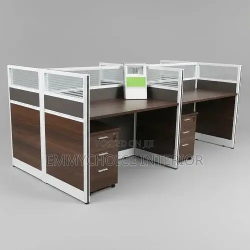 4 Seater Office Workstation Table, Brown