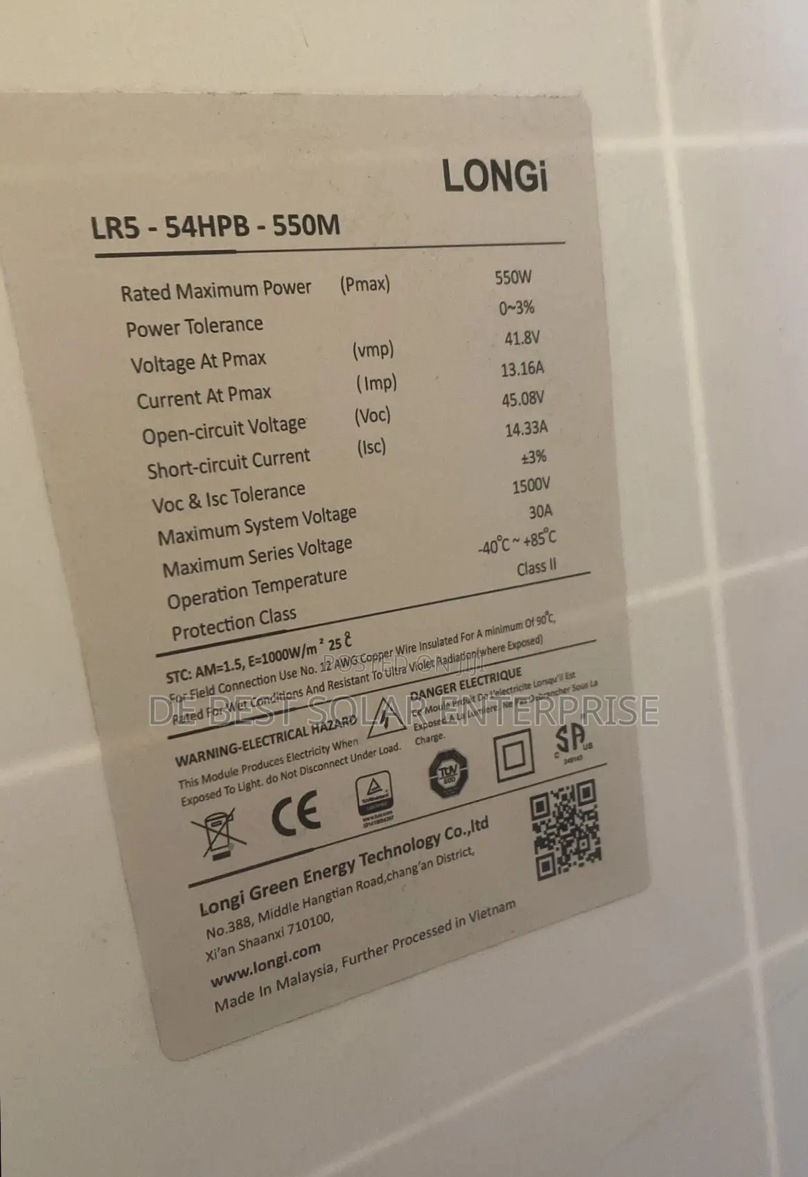 550w LONGi Solar Panel