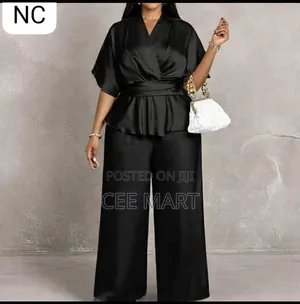 Louis Gee Peplum Wide-Leg Jumpsuit.