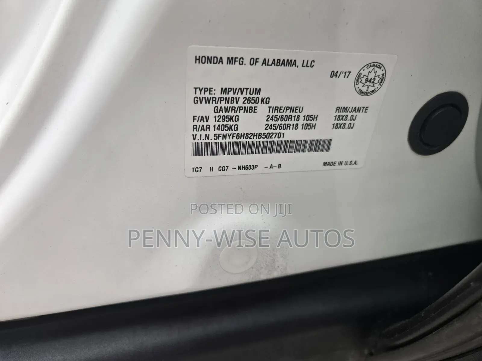 Honda Pilot 2017 White