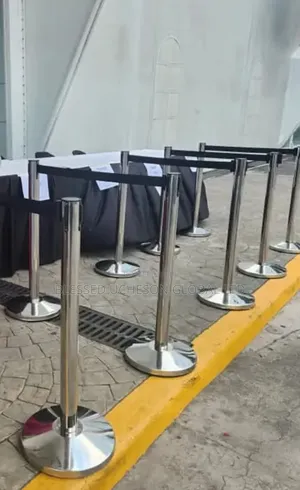 Elegant Stainless-Steel Crowd-Control Stanchions